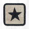 Earth Rugs WW-313 Black Star Wicker Weave Coaster 5``x5``