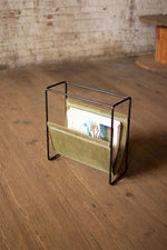Kalalou NKHU1017 Velvet And Iron Magazine Rack - Avocado