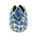 Sagebrook Home 13036-09 Ceramic 8" Leaf Vase, Navy/Gold