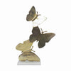 Benzara Stacked Design 3 Butterfly Metal Accent Decor with Marble Base, Gold