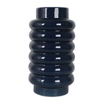 Sagebrook Home 18626-02 Ceramic, 16" Ribbed Vase, Navy