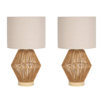 Sagebrook Home 51205 Set of 2 Rattan 18" Table Lamp, Natural