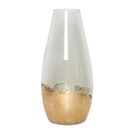 Sagebrook Home 18267-05 Glass, 15" Gold Dipped Vase, Clear
