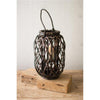 Kalalou CLUX1075 Small Willow Lantern with Glass, Dark Brown