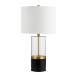 Sagebrook Home 51232 Glass, 26" Cylinder Table Lamp, Black/White