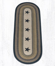 Primitive Black Star Runner Rug – Earth Rugs 2'x6' Braided Jute Accent