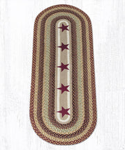 Primitive Burgundy Star Runner – Earth Rugs 2'x6' Braided Jute Oval Rug