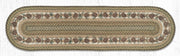 Rustic Pinecone and Needles Oval Jute Runner 2'x8' Cabin Hallway Rug