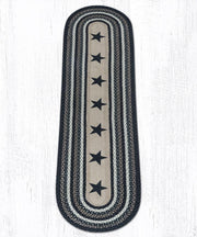 Americana Style Black Stars Jute Runner Rug – 2'x8' Braided Tread for Hallways & Kitchens