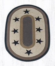 Black Stars Oval Area Rug 5x8 Primitive Farmhouse Decor