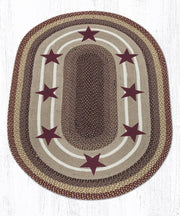 Earth Rugs Country Star Oval Rug 4'x6' – Rustic Burgundy Jute Accent