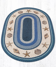 Earth Rugs Coastal Oval Rug 4'x6' – Hand-Stenciled Seashell Jute Design