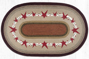 Earth Rugs OP-19 Primitive Stars Burgundy Oval Patch 4`x6`