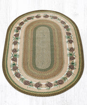 Earth Rugs Nature-Inspired Needles & Cones Oval Patch Rug 5'x8' Farmhouse Accent