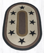 Americana Star Rug – 3'x5' Oval Wool Blend with Primitive Patch Design