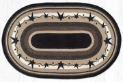Primitive Stars Black Oval Braided Rug 5x8 Rustic Farmhouse Decor