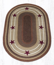 Earth Rugs 5x8 Oval Rug – Burgundy Stars Patch Tread for Rustic Country Decor