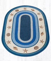 Earth Rugs Coastal Rug – Shells Oval Patch Tread, 5'x8' Braided Jute Beach Accent