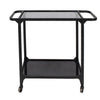 Benzara 2 Tier Design Metal Bar Cart with Glass Shelves and Casters, Black