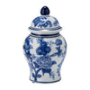 Sagebrook Home 15735-06 Ceramic, 8" Temple Jar Bird/Flower, Blue