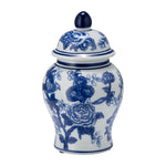 Sagebrook Home 15735-06 Ceramic, 8" Temple Jar Bird/Flower, Blue