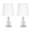 Sagebrook Home 51198 Set of 2 Crystal 19" Faceted Table Lamp, Silver