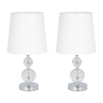 Sagebrook Home 51198 Set of 2 Crystal 19" Faceted Table Lamp, Silver