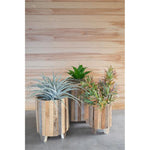 Kalalou CLNR1010 Natural Recycled Wood Round Planters Set of 3