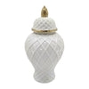 Sagebrook Home 17899-04 Ceramic, 14" Rope Temple Jar, White/Gold
