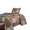 Benzara Hayes Fabric 2 Piece Twin Quilt Set with Medallion and Geometric Motif,Multicolor