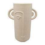 Sagebrook Home 18958 Ceramic, 10" Face Vase with Handles, Ivory