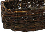 Benzara Rectangle Willow Woven Wall Basket with Looped Handles, Large, Brown