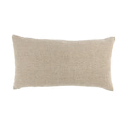 Benzara Fabric Pillow with Leatherette Accents, Cream and Brown