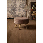 Kalalou NRV2101 Velvet Ottoman with Wooden Legs, Cobblestone