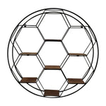 Sagebrook Home 18584 Metal/Wood, 28" Honeycomb Wall Shelf, Natural/Blac