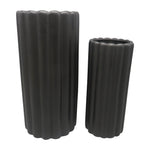 Sagebrook Home 17952-03 Ceramic, 10/13" Ribbed Vases, Black, Set of 2