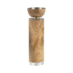 Sagebrook Home 18212-01 Wood, 11" Acrylic Detail Taper Candleholder, Natur