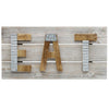 Benzara Wood and Metal Wall Art with Embossed EAT Typography, Brown and Gray