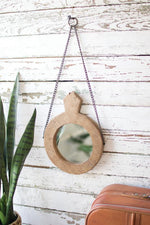 Kalalou NMCC1074 Repurposed Wooden Chakla Mirror With Chain