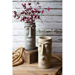 Kalalou H3932 Set of Two Clay Face Vases