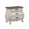 Benzara BM215261 3 Drawer Nightstand with Carving and Cabriole Feet, White and Brown
