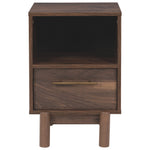Benzara Single Drawer Wooden Nightstand with Grain Details, Brown