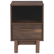 Benzara Single Drawer Wooden Nightstand with Grain Details, Brown