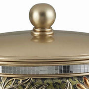 Benzara 9 Inches Engraved Polyresin Frame Lidded Jewelry Box, Gold