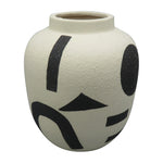 Sagebrook Home 18954 Ceramic, 6" Funky Bulbous Vase, Ivory/Black