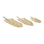 Sagebrook Home 18028 Metal, Set of 3 14/21/23" Open Cut Leaf Plate, Gold