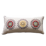 Benzara Elbe Rectangular Fabric Neck Roll Pillow with Floral Embroidery, Multicolor