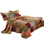 Benzara Kamet 5 Piece Fabric Queen Size Quilt Set with Floral Prints, Multicolor