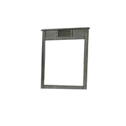 Benzara Wooden Frame Mirror with Shutter Design and Projected Top, Gray