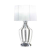 Benzara Acrylic Table Lamp with Fabric Shade and Vase Support, Clear and Chrome